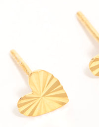 Gold Plated Sterling Silver Ribbed Heart Stud Earrings - link has visual effect only