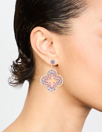 Rose Gold Diamante Flower Drop Earrings - link has visual effect only