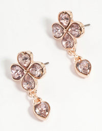 Rose Gold Pink Diamante Flower Drop Earrings - link has visual effect only