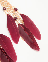 Gold Feather Chain Drop Earrings - link has visual effect only