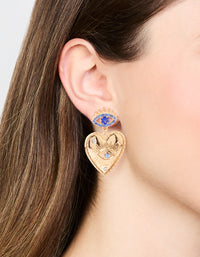 Gold Heart Evil Eye Drop Earrings - link has visual effect only