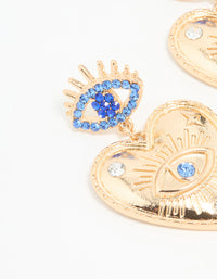Gold Heart Evil Eye Drop Earrings - link has visual effect only