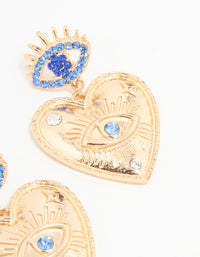 Gold Heart Evil Eye Drop Earrings - link has visual effect only