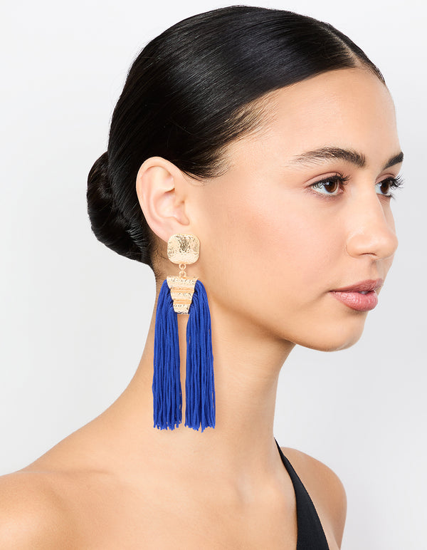 Gold Large Tassel Drop Earrings
