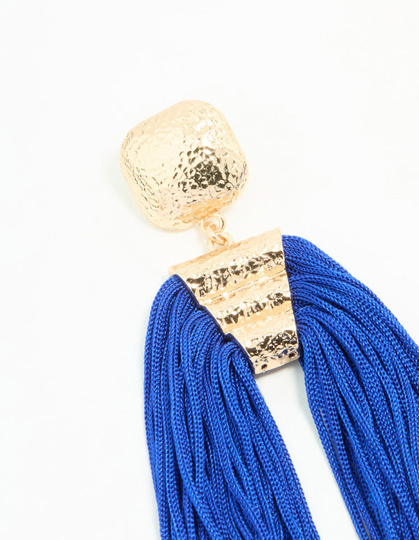 Gold Large Tassel Drop Earrings