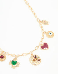 Gold Evil Eye & Hamsa Hand Charm Necklace - link has visual effect only