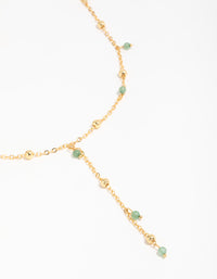 Gold Plated Green Semi Precious Ball Y-Necklace - link has visual effect only