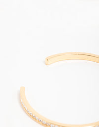 Gold Plated Diamante Half Open Wrist Cuff - link has visual effect only