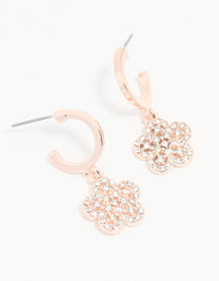 Rose Gold Diamante Flower Drop Earrings - link has visual effect only