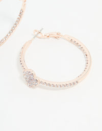 Rose Gold Diamante Pave Flower Hoop Earrings - link has visual effect only
