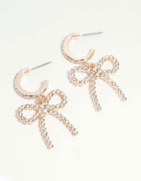 Rose Gold Diamante Pave Bow Hoop Earrings - link has visual effect only