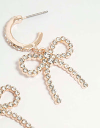 Rose Gold Diamante Pave Bow Hoop Earrings - link has visual effect only