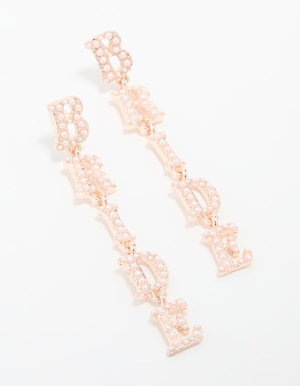 Rose Gold Bride Drop Earrings