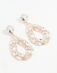 Rose Gold Diamante Hollow Oval Drop Earrings - link has visual effect only