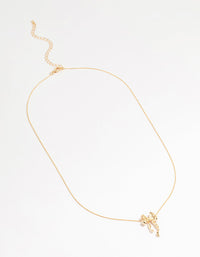 Gold Bow Twirl Pendant Necklace - link has visual effect only