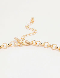 Gold Black Beaded Heart Charm Necklace - link has visual effect only