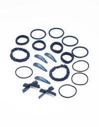 Navy Hair Tie & Clip Pack - link has visual effect only
