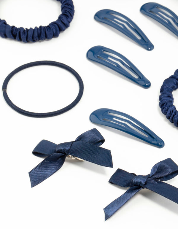Navy Hair Tie & Clip Pack
