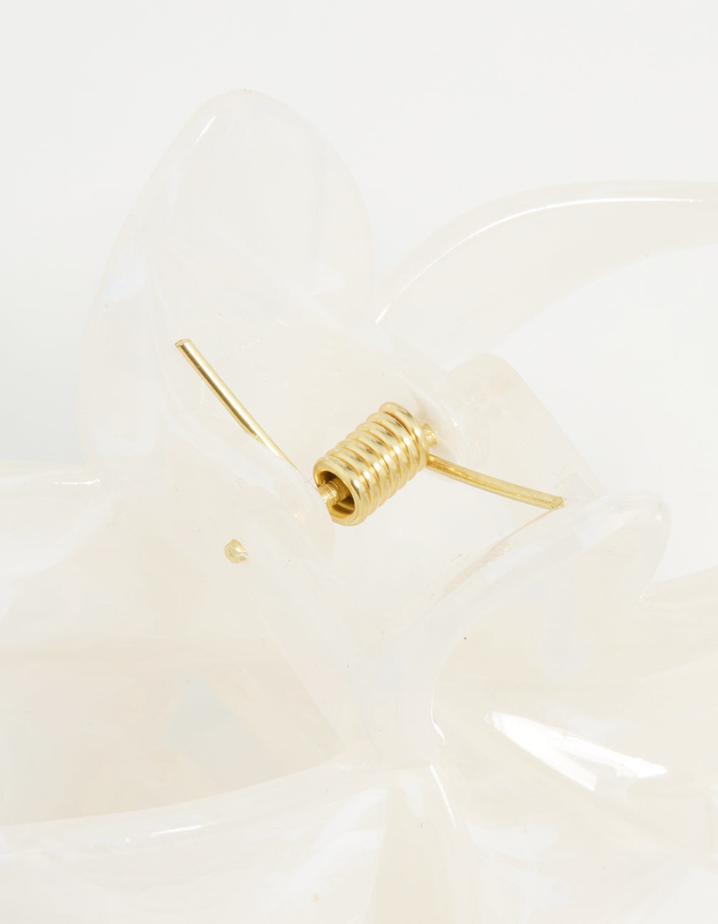 White Marble Frangipani Hair Claw Clip