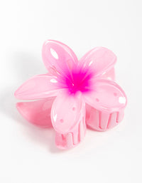 Pink Frangipani Print Hair Claw Clip - link has visual effect only