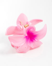 Pink Frangipani Print Hair Claw Clip - link has visual effect only