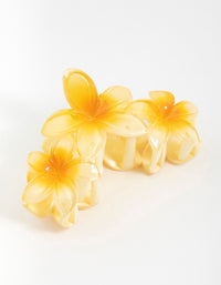 Yellow Frangipani Flowers Hair Claw Clip - link has visual effect only