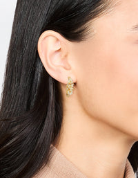 Gold Dainty Floral Hoop Earrings - link has visual effect only