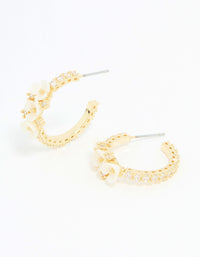 Gold Dainty Floral Hoop Earrings - link has visual effect only