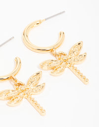 Gold Dragonfly & Flower Drop Earrings 2-Pack - link has visual effect only
