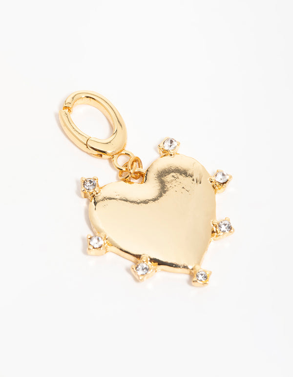Gold  Cubic Zirconia Outer Heart Charm