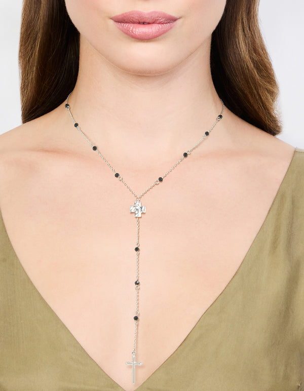 Silver Cross Station Y-Necklace