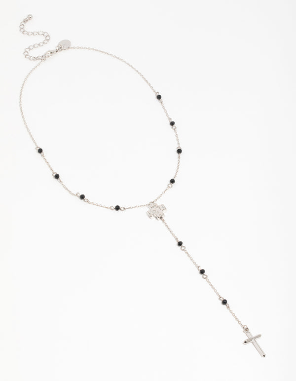 Silver Cross Station Y-Necklace