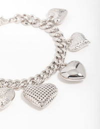 Silver Chunky Heart Charm Bracelet - link has visual effect only