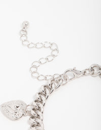 Silver Chunky Heart Charm Bracelet - link has visual effect only