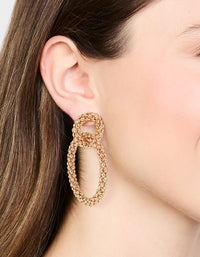Gold Textured Double Circle Drop Earrings - link has visual effect only