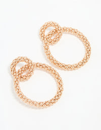 Gold Textured Double Circle Drop Earrings - link has visual effect only