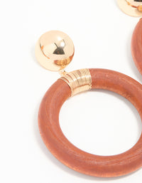 Brown & Gold Oval Wrapped Drop Earrings - link has visual effect only