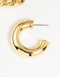 Gold Plated Brass Large Chunky Hoop Earrings - link has visual effect only