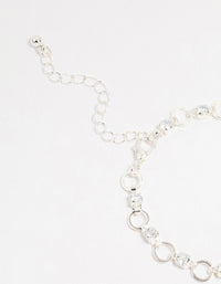 Silver Plated Brass Cubic Zirconia Alternating Link Bracelet - link has visual effect only