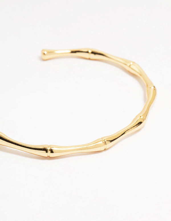 Gold Plated Brass Bamboo Open Wrist Cuff