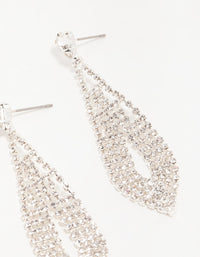 Silver Diamante Pear Ornate Drop Earrings - link has visual effect only