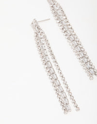 Silver Diamante Baguette Cupchain Drop Earrings - link has visual effect only