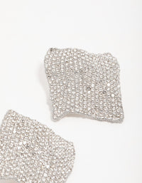 Silver Diamante Pavé Ripple Stud Earrings - link has visual effect only