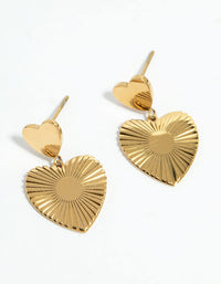 Waterproof Gold Plated Stainless Steel Heart Drop Earrings - link has visual effect only