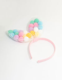 Kids Pastel Fabric Pompom Bunny Ears Headband - link has visual effect only