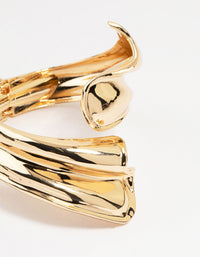 Gold Ribbed Wave Wrap Wrist Cuff - link has visual effect only