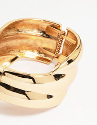 Gold Asymmetrical Ribbed Wrist Cuff - link has visual effect only