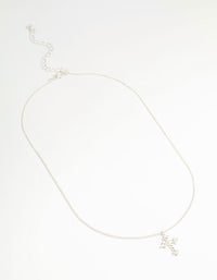 Silver Plated Diamante Rose Cross Pendant Necklace - link has visual effect only