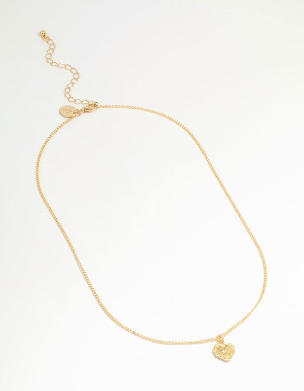 Gold Plated Cross & Heart Pendant Necklace