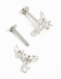Surgical Steel Cubic Zirconia Marquise Flat Back Earrings - link has visual effect only